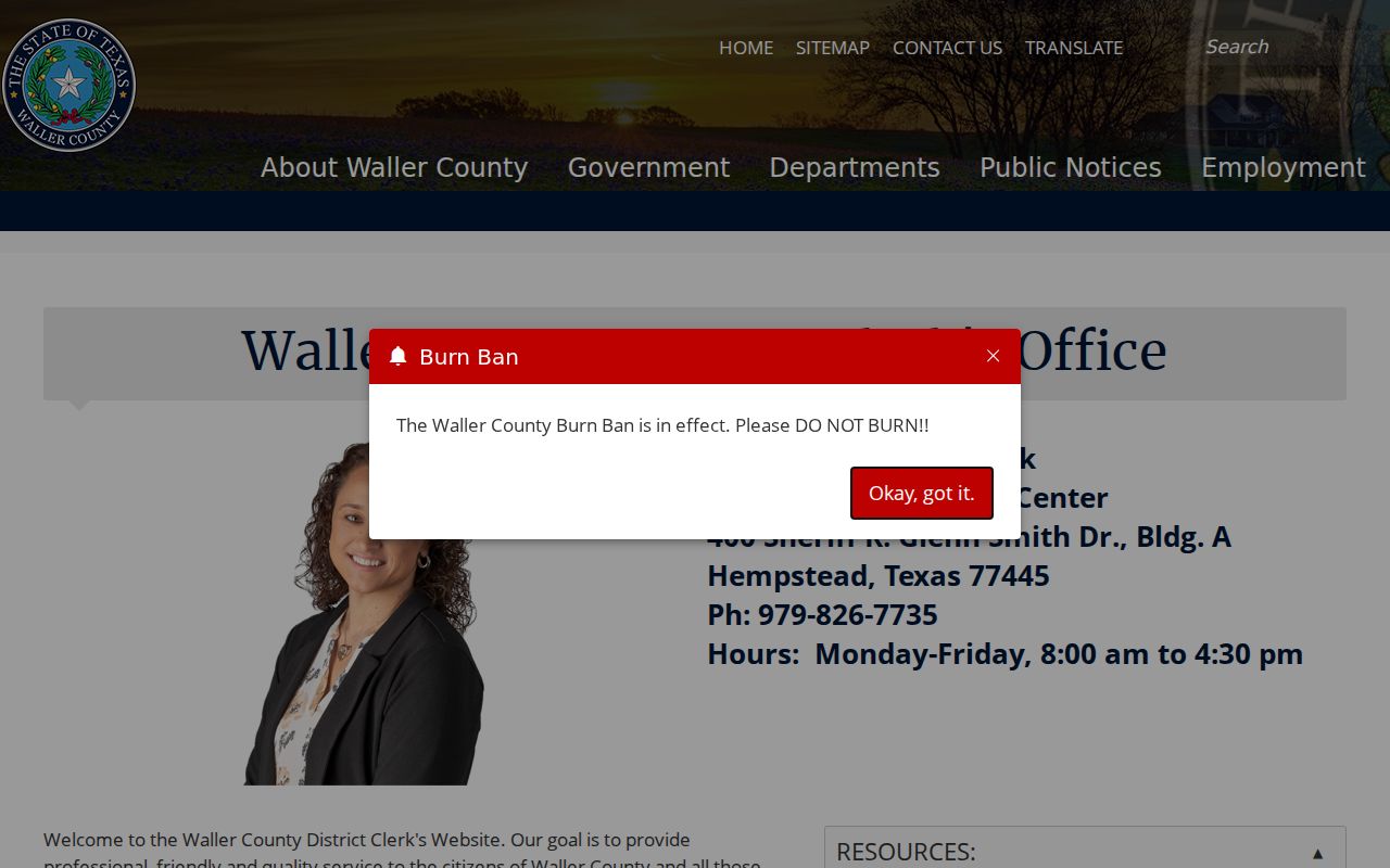 Waller County arrest warrant case access through the District Clerk