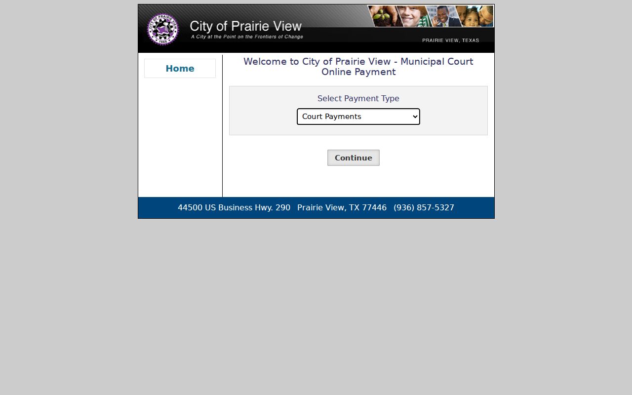 Waller County Prairie View municipal warrant search and court payment page