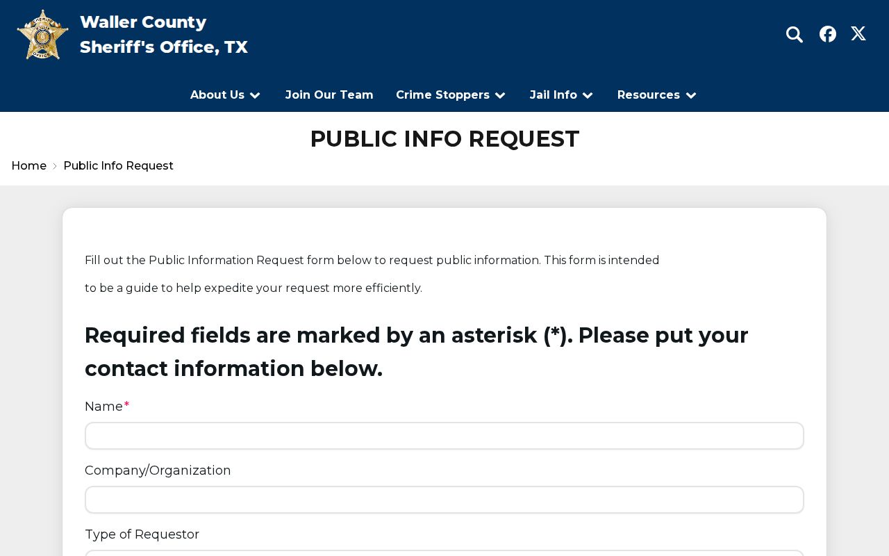 Waller County active warrant record request, sheriff public information form shell